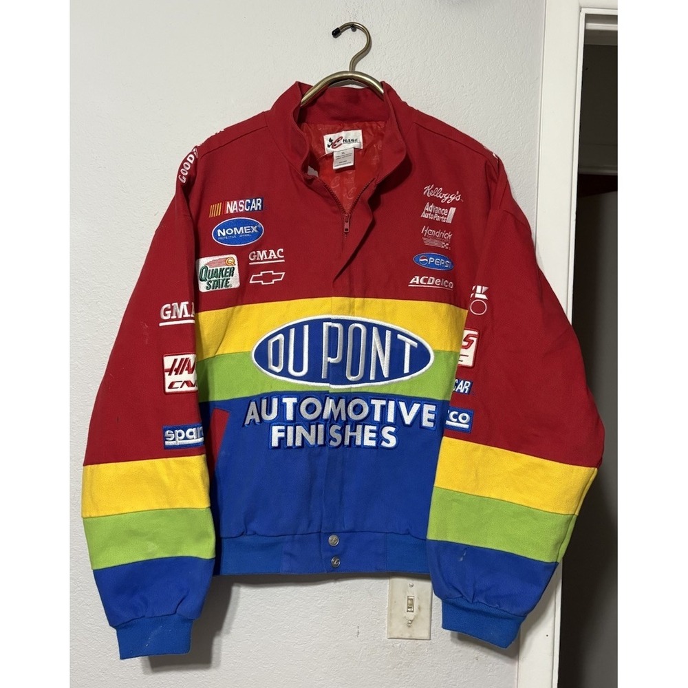 Vintage Chase Authentics Nascar Jacket Mens XL Rainbow Dupont Chevy Etc